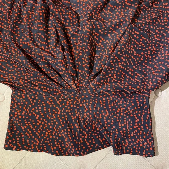 Forever 21 Navy Red polkadots Blouse top shirt - Picture 3 of 6
